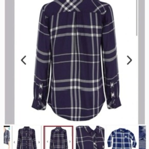 Rails Button Down Long Sleeve Top White & Blue Checkered sz. L - Picture 4 of 4